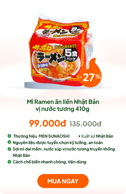 Mì Ramen ăn liền Nhật Bản vị nước tương 410g (82gx5 gói)