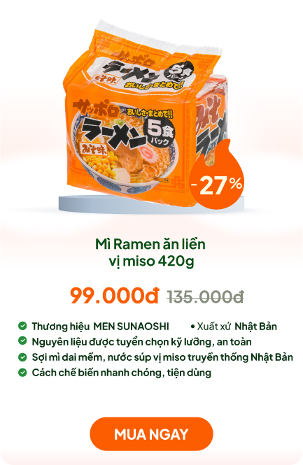 Mì Ramen ăn liền Nhật Bản vị miso -Khối lượng tịnh: 420g (84gx5gói)