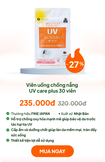 TPBVSK: Viên uống chống nắng UV care plus 30 viên, hạn chế lão hóa da, giúp da sáng mịn