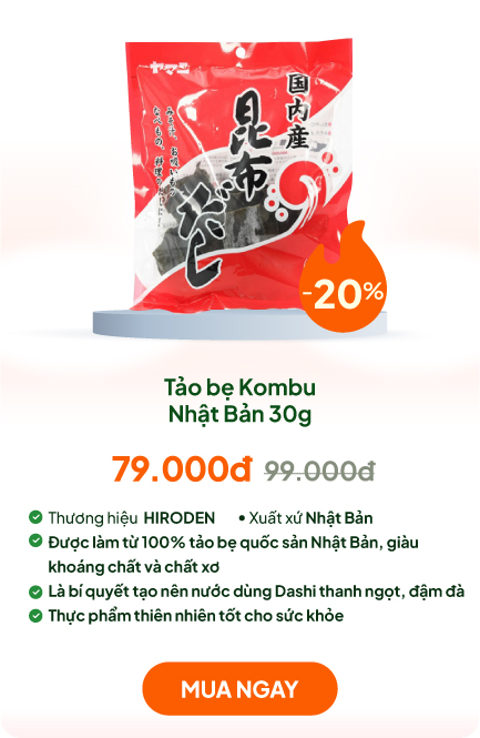 Tảo bẹ Kombu Nhật Bản 30g, 100% tảo bẹ quốc sản Nhật Bản