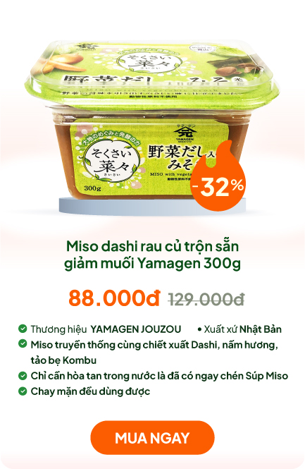 Miso dashi Nhật Bản rau củ trộn sẵn giảm muối, không chứa bột ngọt Yamagen 300g