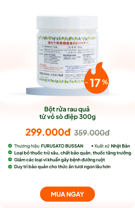 Bột rửa rau quả từ vỏ sò điệp Nhật Bản 300g, 100% thành phần thiên nhiên