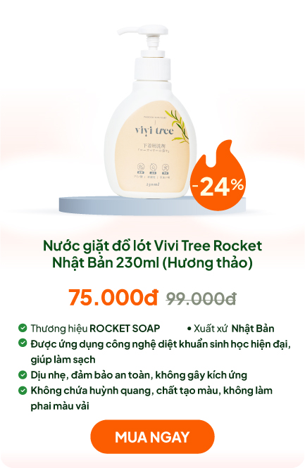 Nước giặt đồ lót dịu nhẹ Vivi Tree Rocket Nhật Bản 230ml Chống khuẩn khử mùi (Hương thảo )