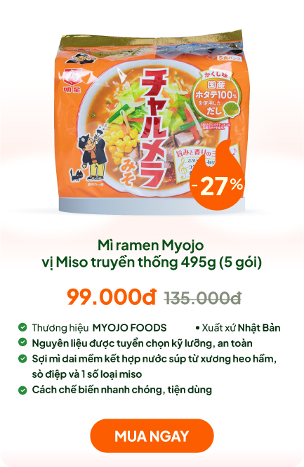 Mì ramen Nhật Bản Myojo vị Miso truyền thống 495g (99g x 5 gói)