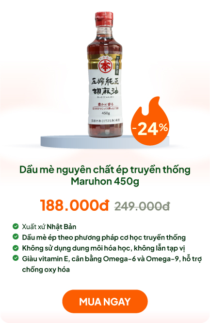 Dầu mè Nhật Bản nguyên chất ép truyền thống Maruhon 450g