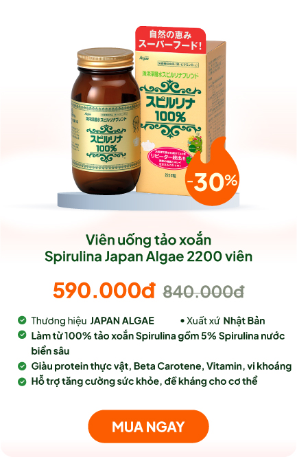TPBVSK: Viên uống tảo xoắn Spirulina 100% Nhật Bản Japan Algae 2200 viên, tăng sức khỏe, cải thiện tiêu hóa