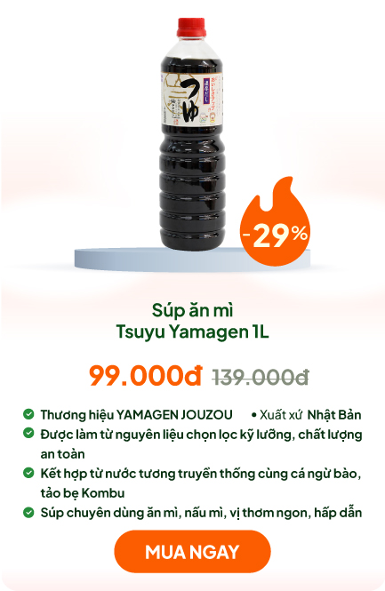 Súp ăn mì Nhật Bản, nước tương nấu mì Tsuyu Yamagen 1L