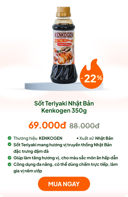 Sốt Teriyaki Nhật Bản Kenkogen 350g Hương vị truyền thống đậm đà, chay mặn đều dùng được