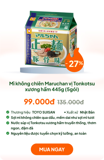 Mì không chiên Nhật Bản Maruchan vị Tonkotsu xương hầm 445g (89gx5gói)