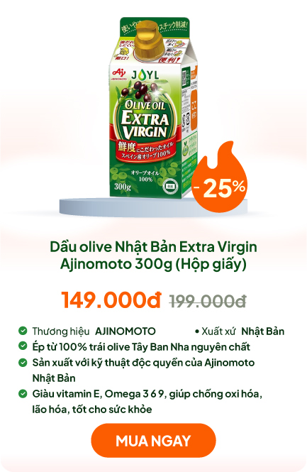 Dầu olive Nhật Bản Extra Virgin Ajinomoto 300g (Hộp giấy)