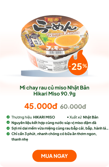 TPBS: Mì chay rau củ miso Nhật Bản Hikari Miso 90.9g