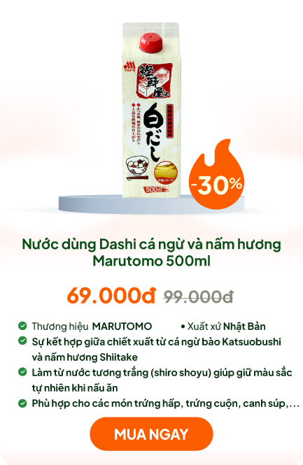 Nước dùng Dashi Nhật Bản cá ngừ và nấm hương Marutomo 500ml