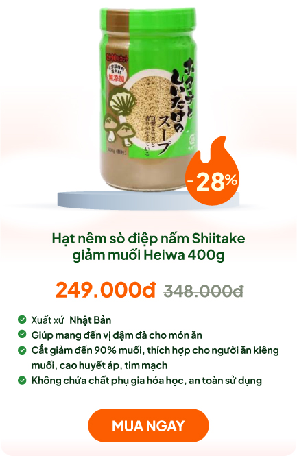 Hạt nêm Nhật Bản sò điệp nấm Shiitake giảm muối không chất phụ gia Heiwa 400g