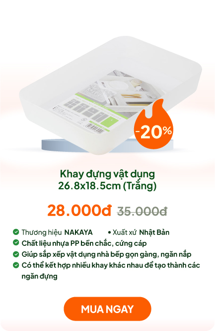 Khay đựng vật dụng, đồ dùng nhà bếp 26.8x18.5cm (Trắng)