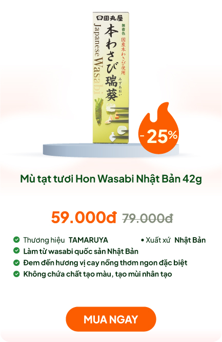 Mù tạt tươi Hon Wasabi Nhật Bản 42g, sử dụng Wasabi quốc sản Nhật