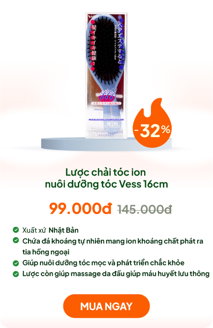 Lược chải tóc ion khoáng chất nuôi dưỡng tóc chắc khỏe Vess 16cm