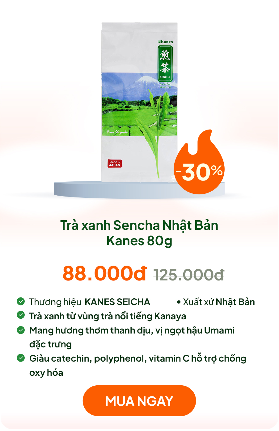 Trà xanh Sencha Nhật Bản Kanes 80g