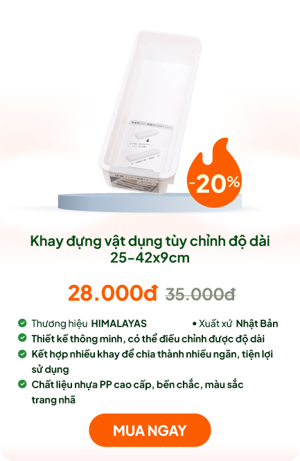 Khay đựng vật dụng, đồ dùng nhà bếp tùy chỉnh độ dài 25-42x9cm