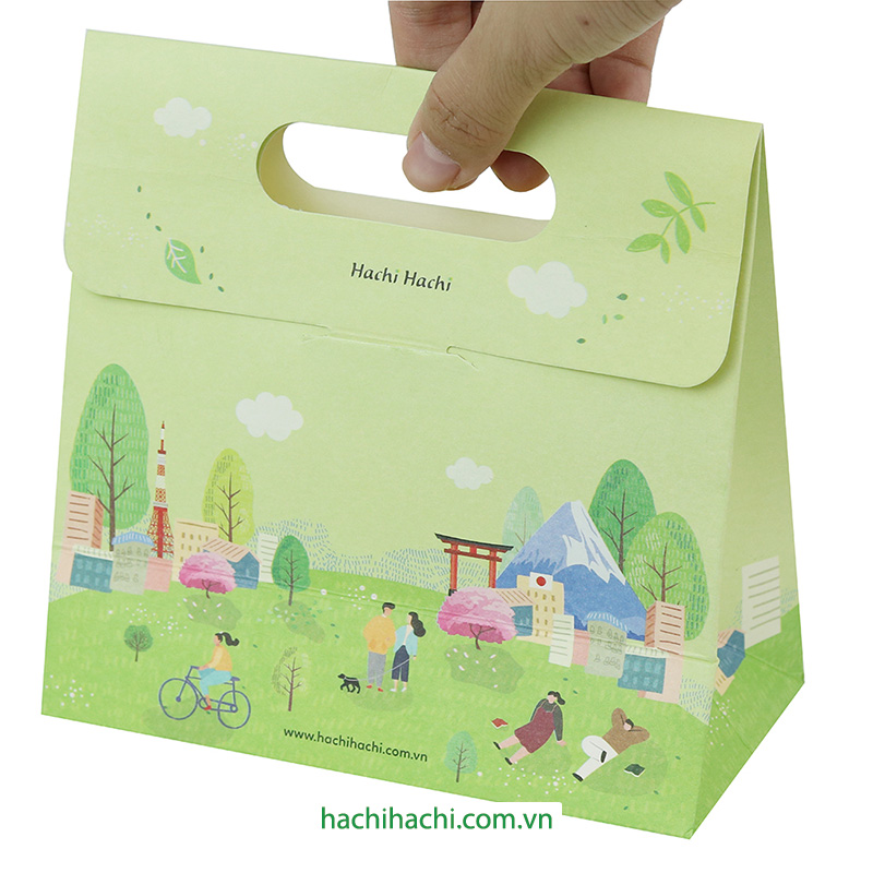 Túi giấy có nắp Hachi Hachi 16x16x8cm  thương hiệu 