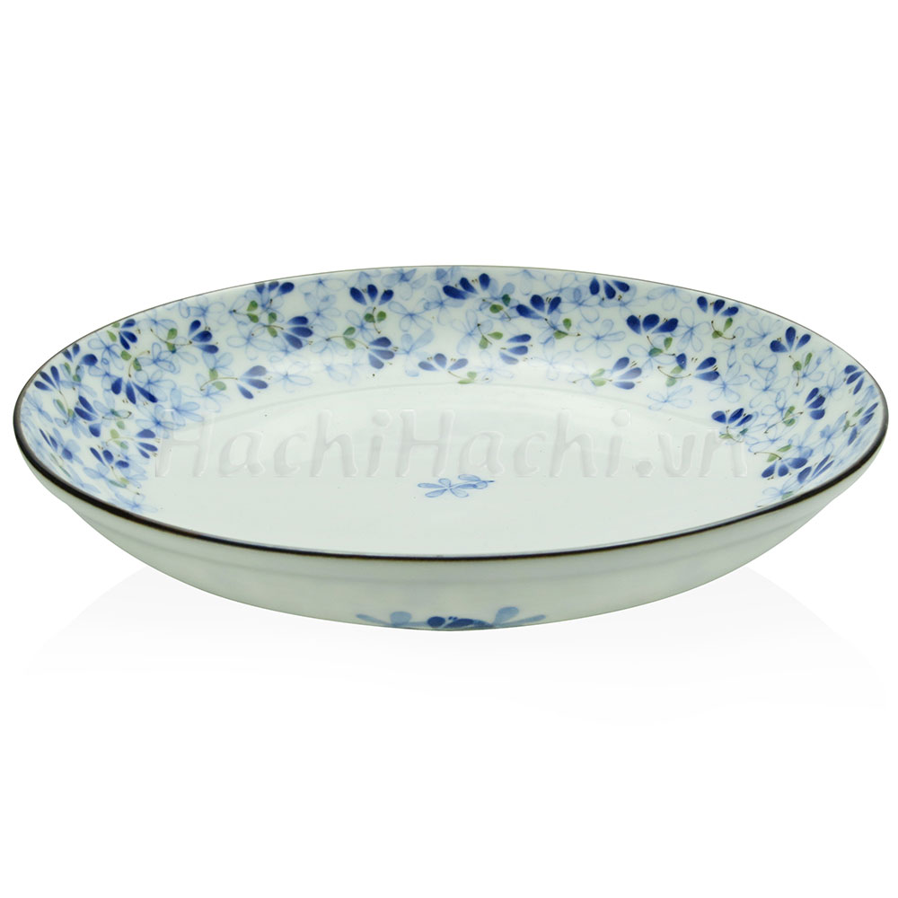 Đĩa sứ Nhật Bản 21.5cm, đĩa gốm sứ nông lòng, cạn lòng, dùng được lò vi sóng thương hiệu 