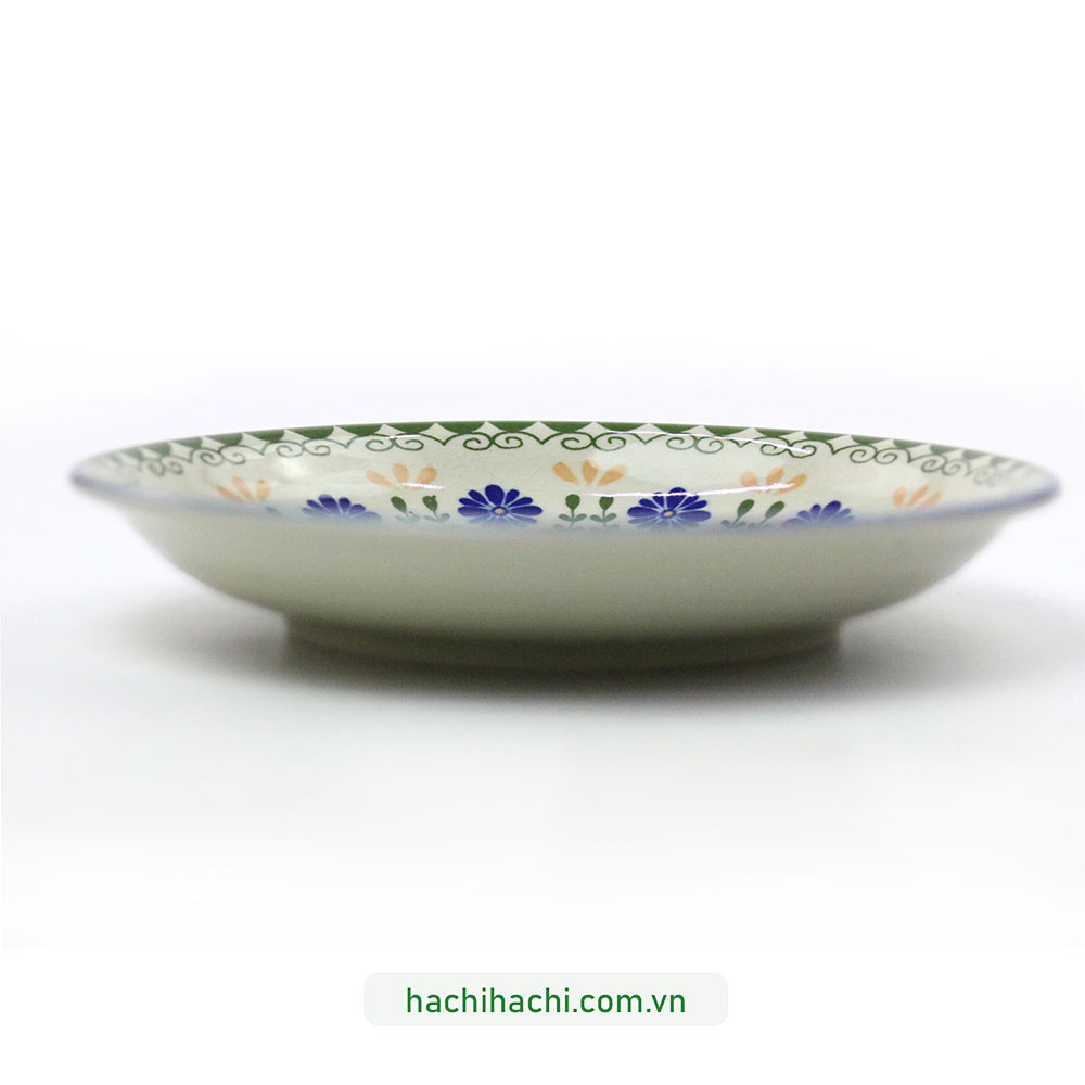 Đĩa gốm Nhật Bản 20.2cm, đĩa gốm sứ nông lòng, cạn lòng, dùng được lò vi sóng thương hiệu TORI