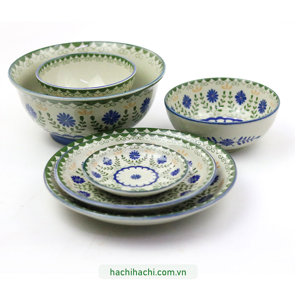 Đĩa gốm Nhật Bản 20.2cm, đĩa gốm sứ nông lòng, cạn lòng, dùng được lò vi sóng thương hiệu TORI