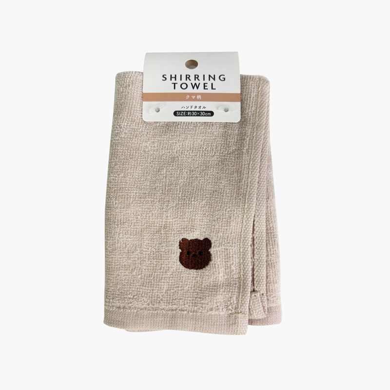 Khăn mặt cotton Shirring Towel mềm mịn thấm hút tốt mẫu gấu nâu 30x30cm