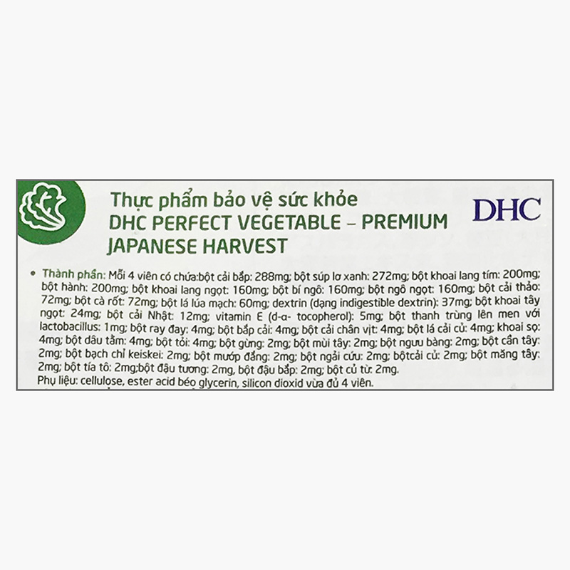 TPBVSK: Viên uống DHC Perfect Vegetable 30 ngày, bổ sung rau, lợi khuẩn, vitamin E, hỗ trợ tiêu hóa thương hiệu DHC