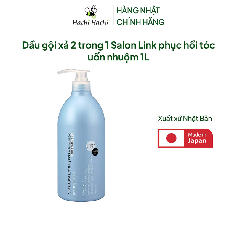 Dầu gội xả 2 trong 1 Nhật Bản Salon Link phục hồi tóc uốn nhuộm 1L thương hiệu KUMANO YUSHI