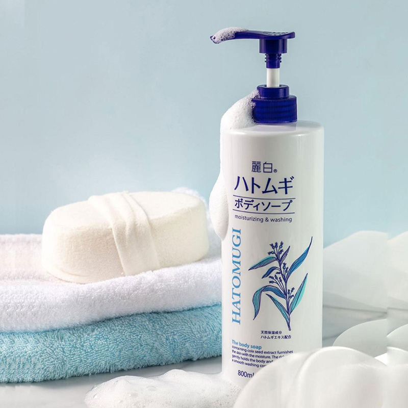 Sữa tắm sáng da Nhật Bản Reihaku Hatomugi 800ml thương hiệu KUMANO YUSHI
