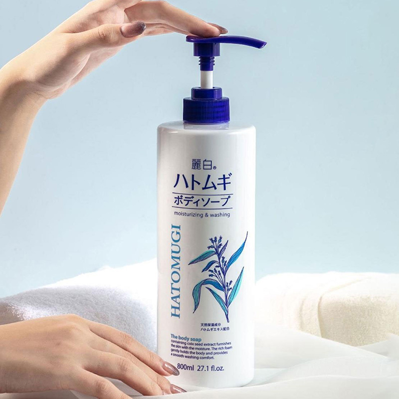 Sữa tắm sáng da Nhật Bản Reihaku Hatomugi 800ml thương hiệu KUMANO YUSHI