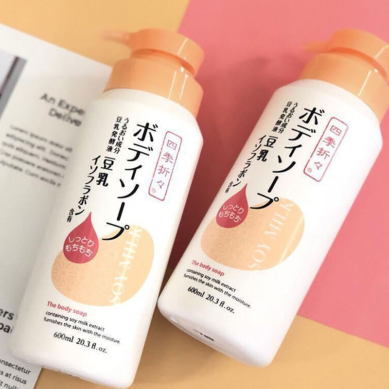 Sữa tắm Nhật Bản tinh chất đậu nành Shikioriori 600ml  (Dưỡng ẩm, chống lão hóa) thương hiệu KUMANO YUSHI