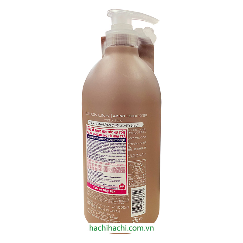 Dầu xả phục hồi tóc hư tổn Nhật Bản Salon Link Amino hoa trà Tsubaki 1L thương hiệu KUMANO YUSHI