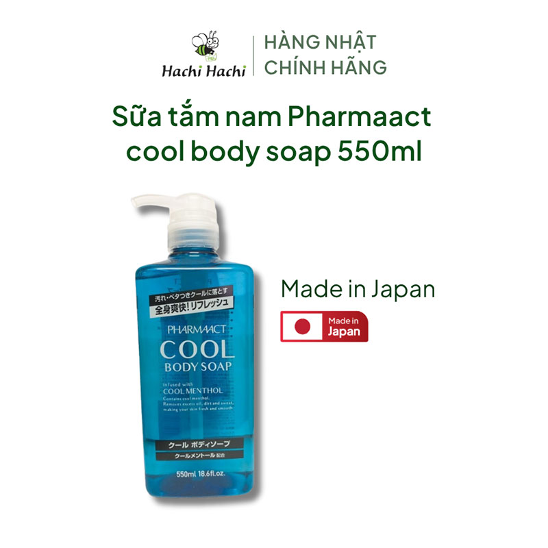 Sữa tắm nam Nhật Bản Pharmaact cool body soap 550ml thương hiệu KUMANO YUSHI