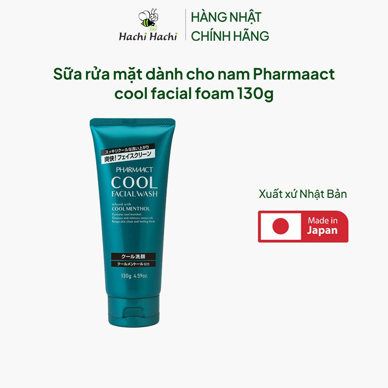 Sữa rửa mặt dành cho nam Nhật Bản Pharmaact cool facial foam 130g thương hiệu KUMANO YUSHI