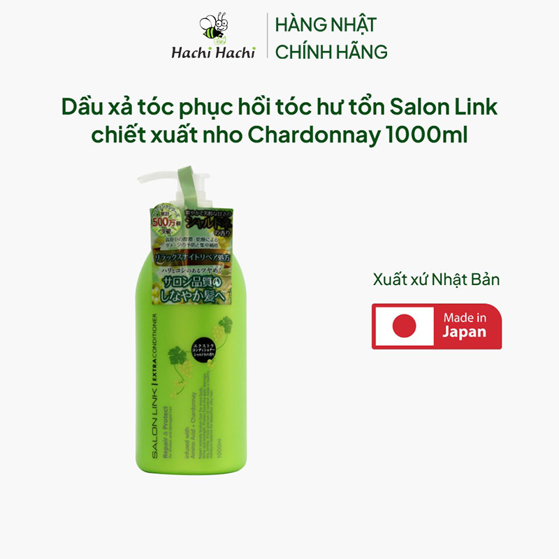 Dầu xả tóc phục hồi tóc hư tổn Nhật Bản Salon Link chiết xuất nho Chardonnay 1000ml thương hiệu KUMANO YUSHI