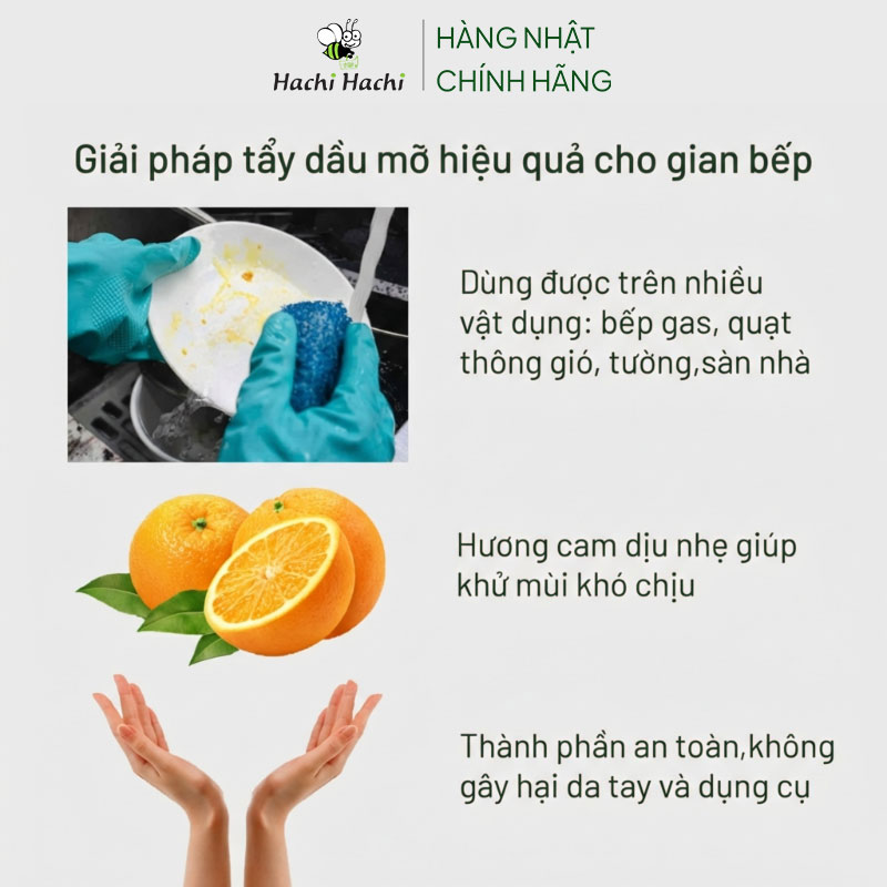 Dung dịch tẩy dầu mỡ, vết bẩn cứng đầu Tipo's Yuwa hương cam 400ml thương hiệu YUWA