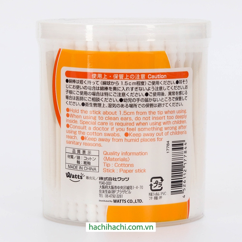 Tăm bông đầu xoắn 180 cây thương hiệu WATTS
