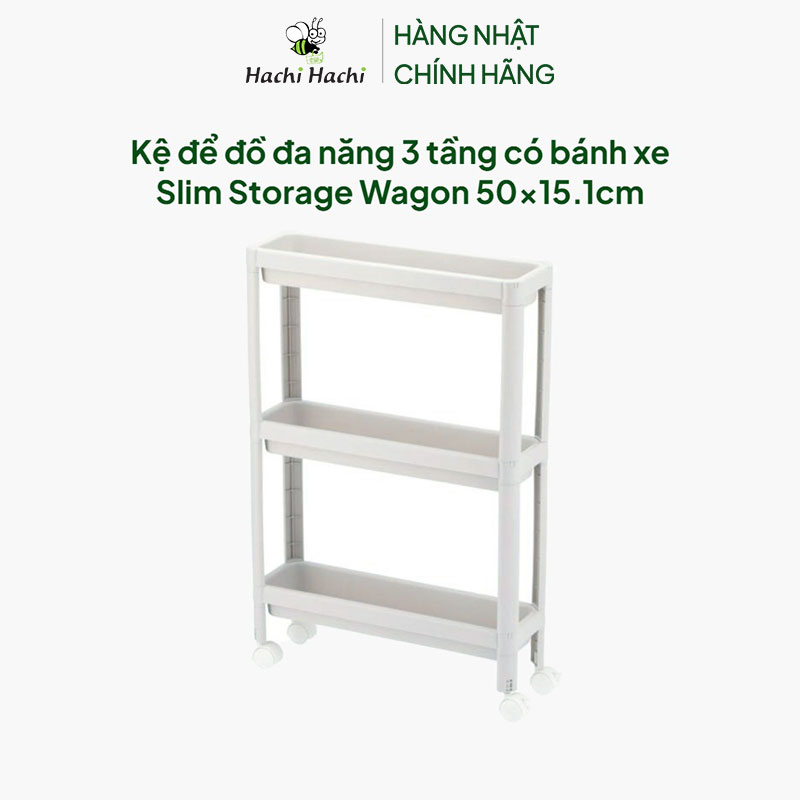 Kệ để đồ đa năng 3 tầng có bánh xe Slim Storage Wagon 50x15.1cm thương hiệu WATTS