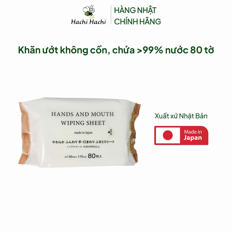 Khăn ướt không cồn, chứa >99% nước 80 tờ  thương hiệu 