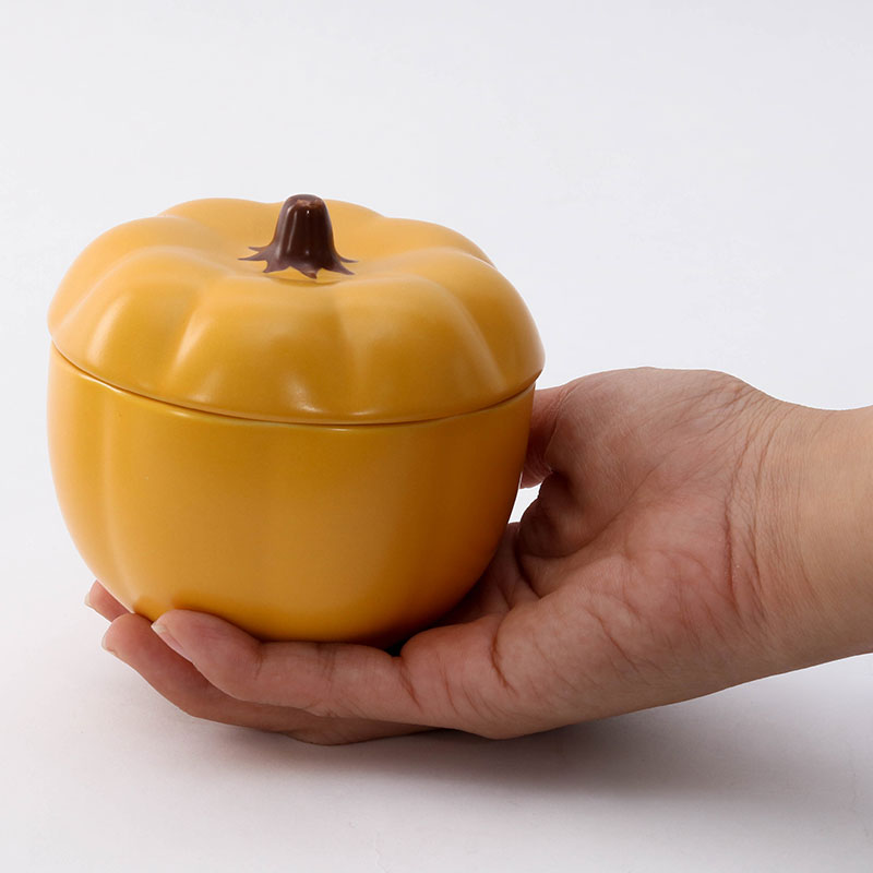 Chén bát gốm có nắp 10cm (Hình bí đỏ vàng), dùng được lò vi sóng thương hiệu WATTS