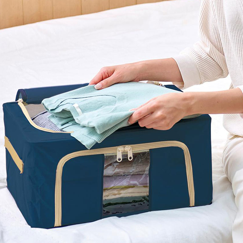 Hộp đựng quần áo gấp gọn có cửa sổ 40x30cm (Xanh Navy) thương hiệu 