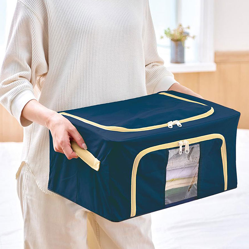 Hộp đựng quần áo gấp gọn có cửa sổ 40x30cm (Xanh Navy) thương hiệu 