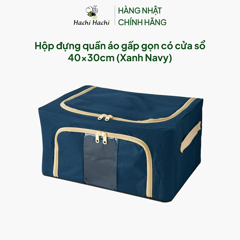 Hộp đựng quần áo gấp gọn có cửa sổ 40x30cm (Xanh Navy) thương hiệu 