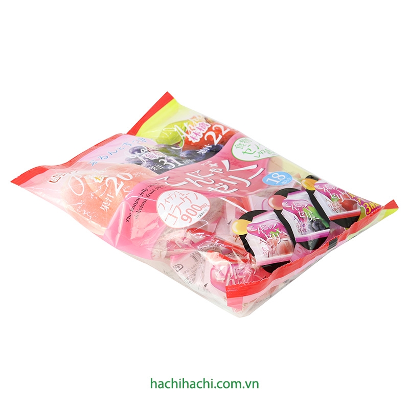 Thạch Konnyaku Aguri mix vị nho đào táo 324g (18gx18 cái) Bổ sung Collagen thương hiệu 