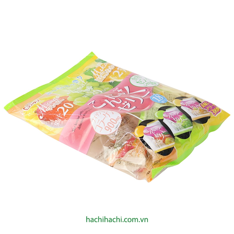 Thạch Konnyaku Aguri mix vị xoài quýt nho xanh 324g (18gx18 cái) Bổ sung Collagen thương hiệu 