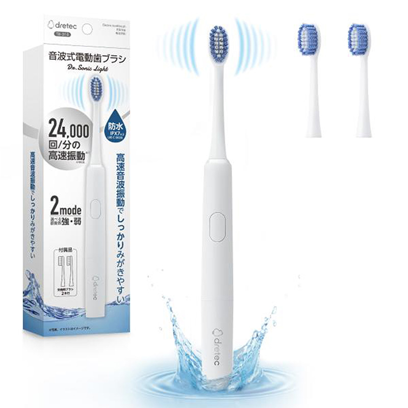 Bàn chải đánh răng điện sóng âm siêu tốc Dretec TB-316 Kèm 2 đầu bàn chải thay thế (Trắng) thương hiệu DRETEC