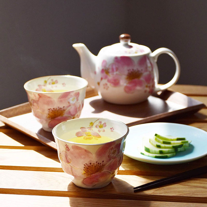 Bộ bình, ly sứ Nhật Bản, bộ bình trà  (Hoa Sakura) thương hiệu 