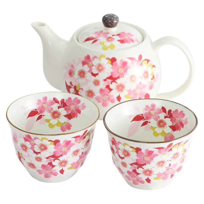 Bộ bình, ly gốm Nhật Bản (Hoa Sakura) thương hiệu 