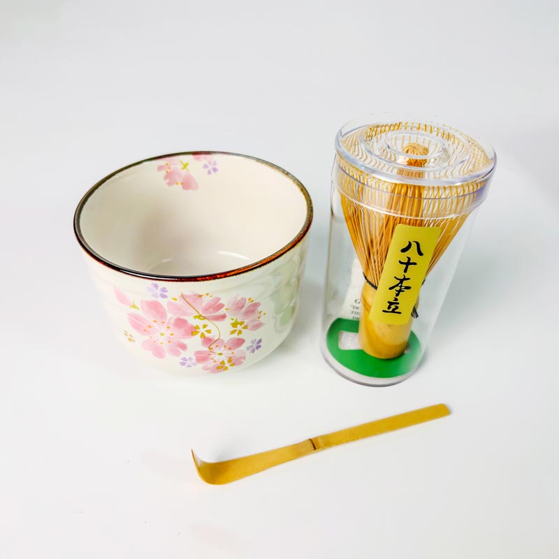 Bộ dụng cụ pha Matcha Nhật Bản cao cấp 3 món (Hoa xuân Sakura) thương hiệu 
